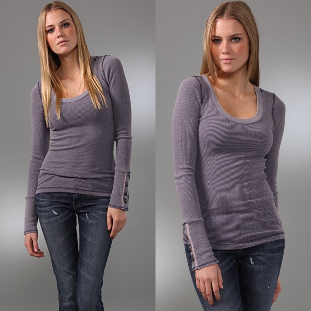 Rare Free People Motor Moto Cuff Thermal Purple